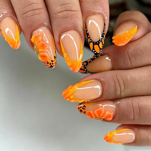 Vista 20 de 24 uñas postizas medianas a presión con forma de almendra, color LMT-7-81
