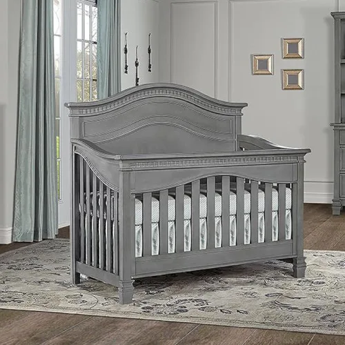 Vista 2 de Evolur Cheyenne - Cuna convertible de panel completo 5 en 1 en gris tormenta, certificado JPMA y Greenguard Gold, hecha de madera dura seca al