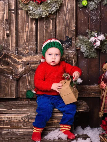 Vista 3 de 2 gorros de punto de Navidad con forma de cola larga para niños, gorro de Papá Noel para suministros de Navidad, na