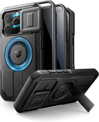 Vista 91 de Dexnor - Funda para iPhone 12 & iPhone 12 Pro con tapa deslizante para cámara, soporte ajustable y protector de pantalla integrado, carcasa