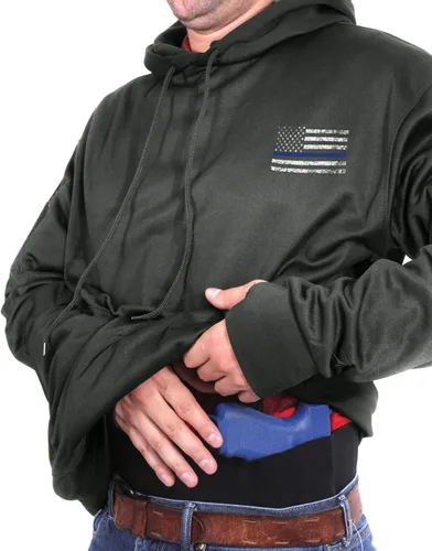 Vista 2 de Rothco Sudadera con capucha de transporte oculta de línea azul delgada, Negro