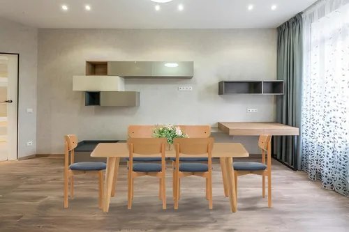 Vista 14 de Juego de 6 sillas de comedor de madera tapizadas modernas de mediados de siglo para muebles de habitación con diseño ergonómico duradero prémium