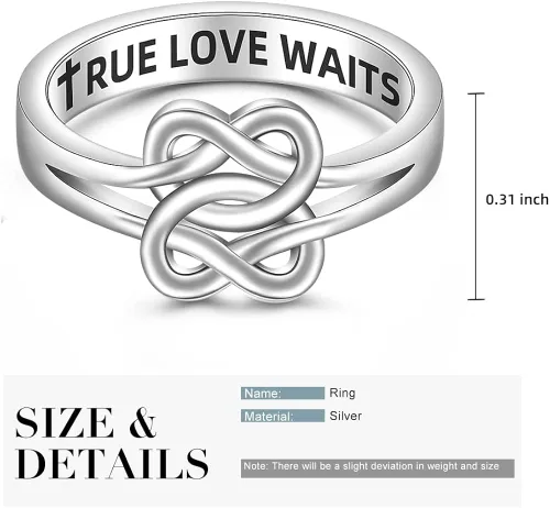 Vista 7 de Jewlikee Anillo de pureza de amor verdadero espera, anillo celta de nudo de amor para mujer, celibato, compromiso celta, plata de ley, Plata