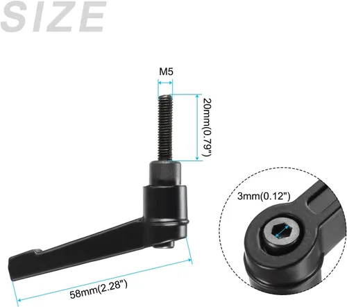 Vista 2 de METALLIXITY Mango de sujeción ajustable (M5 x 0.787 in), 5 unidades, mango de nivel de trinquete de botón macho de metal, para equipos