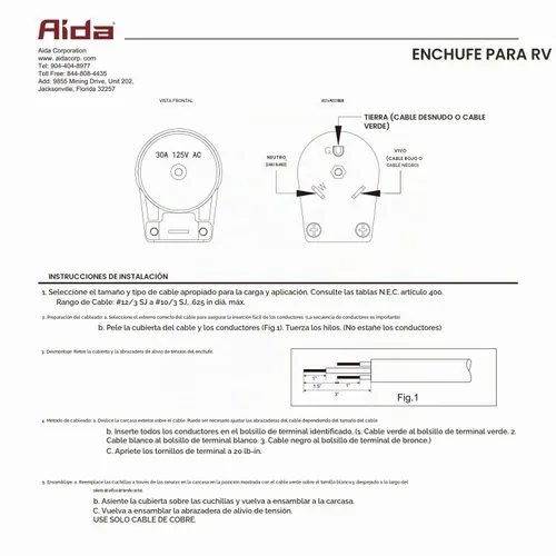 Vista 9 de AIDA Enchufe de repuesto para autocaravana de 30 amperios y 125 V, enchufe de ángulo resistente NEMA TT-30P, grado industrial autoconectado a tierra