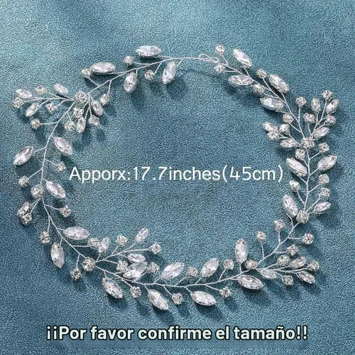 Vista 4 de Unicra Diadema de cristal con diamantes de imitación para novia y niñas, 17.7 pulgadas (plateado)