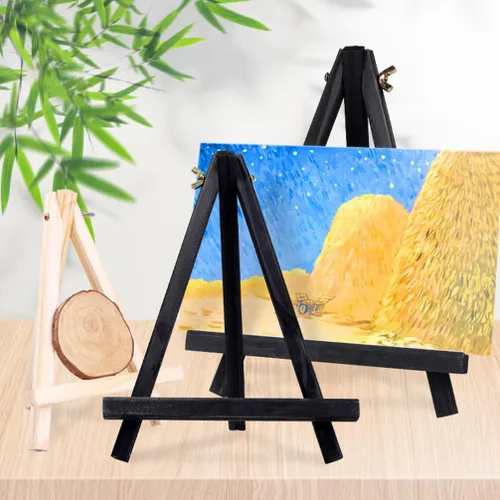 Vista 2 de Caballete de exhibición de madera, caballete de exhibición de madera, caballete de trípode pequeño, soporte de mesa para lienzos pequeños