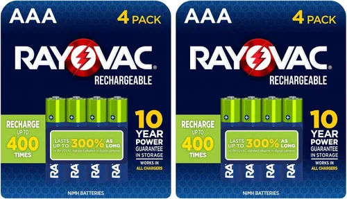 Vista 10 de RAYOVAC Baterías AA recargables (paquete de 4), baterías recargables NiMH Doble A