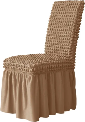 Vista 15 de Elastic Dining Chair Cover With Skirt, Polyester Spandex Furniture Protector, Removable And Washable, Universal(Beige,2 PCS)