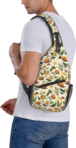 Vista 6 de Small Crossbody Bags for Women Men - Vintage Snail Leaves Print Adjustable Shoulder Bag Fanny Packs Belt Sling Bag Crossbody Purses Backpack for