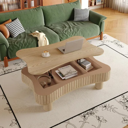 Vista 27 de Mesa auxiliar cuadrada de 31.52 pulgadas con almacenamiento, ratán natural y cuerda de cáñamo, función ajustable, mesa central vintage de granja