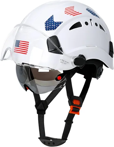 Vista 10 de Construction Hard Hats with Clear and Tinted Visor - OSHA Approved ANSI Z89.1 Dual Eye Protection Black Hard Hat with Chin Straps for Men