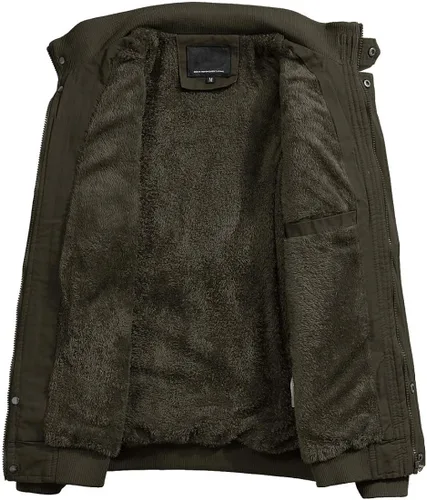 Vista 6 de CRYSULLY - Chaqueta de invierno de forro polar para hombre, estilo informal, con varios bolsillos, abrigo de campo