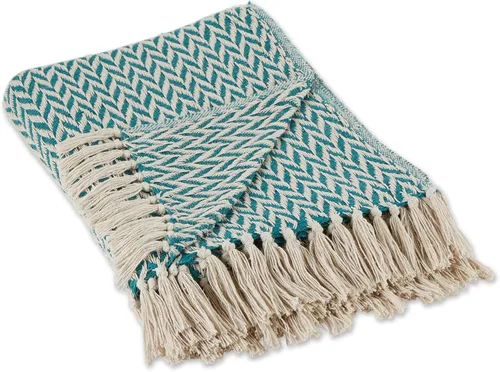 Vista 12 de DII - Manta Moderna Zig Zag de Forro Polar de Algodón Tejido, con Flecos Anudados a Mano de 2.5 Pulgadas, 50 x 60 Pulgadas, Negra Negro