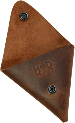 Vista 3 de Hide & Drink, Cartera de cuero triangularcarteramonederoestuchetitulartarjetas SDflash USBefectivocables, hecho a mano Bourbon Brown, Marrón