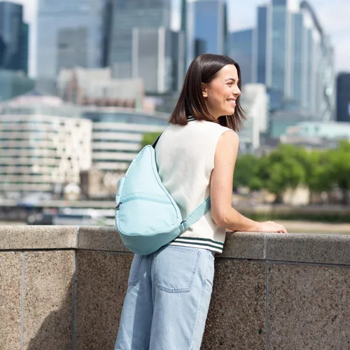 Vista 5 de AmeriBag Bolsa de espalda saludable de 17" de nailon Crossbody Sling Aguamarina