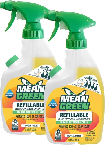 Vista 9 de Mean Green Limpiador de Baño CONCENTRADO Ultra Potente Recargable, Brisa Tropical, 14.3 Onzas