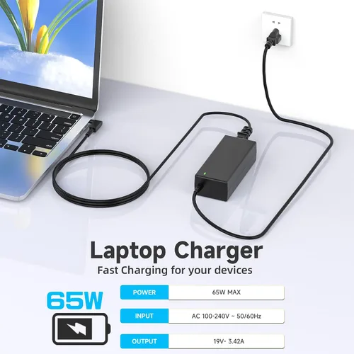 Vista 8 de Cargador para portátil de 65 W compatible con Acer ChromeBook 11 13 14 15 R11 N15Q8 N15Q9 N15Q10 CB3 CB5 C720 C720P C731 C738T C740 C810 C730E