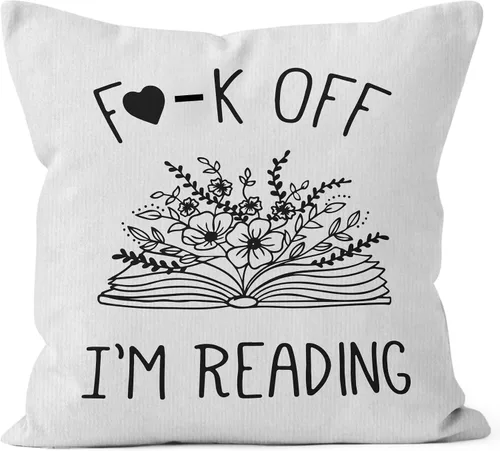 Vista 8 de HIWX Funda de almohada decorativa con texto en inglés "I I'm Reading Book", funda de almohada decorativa con diseño de flores de libro de arte Negro