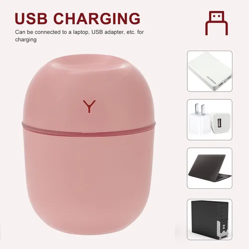 Vista 6 de Ciieeo Mini humidificador portátil USB silencioso humectante de aire para el hogar y la oficina, humidificador de escritorio ligero y silencioso