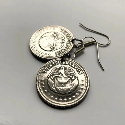 Vista 3 de Colombia 20 Centavos moneda pendientes Banderas colombianas Cóndor andino Bogotá Medellín Cali Barranquilla Cartagena Cúcuta Antioquia Pereira