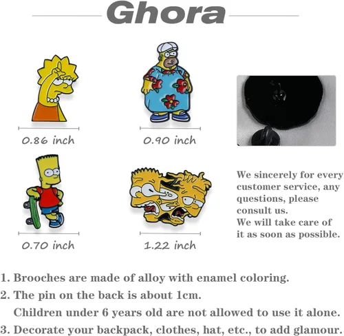 Vista 6 de Cute Simpsons Brooch Simpsons Enamel Lapel Pin for Children Women Clothing Backpack Decoration Gift