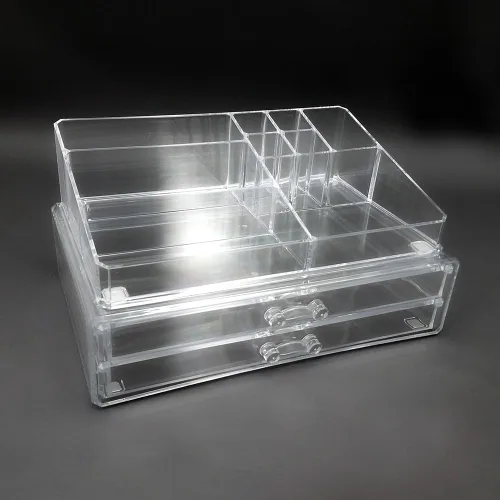 Vista 8 de OnDisplay Organizador de cosméticos y joyas de acrílico de lujo de 2 niveles