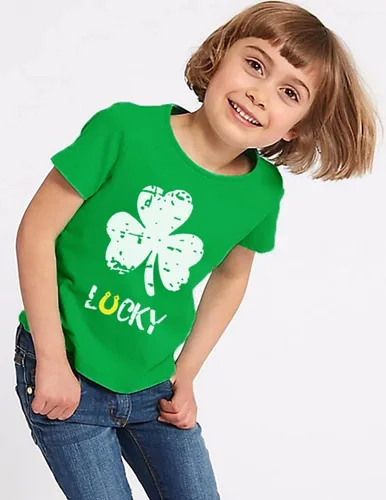 Vista 3 de Camisetas de trébol irlandés de manga corta para niños de 2 a 8 años
