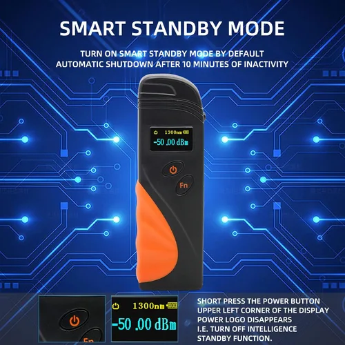 Vista 8 de FTTH Mini Clamshell Probador de cables de fibra Medidor de potencia óptica KTM50 Rango de medición de potencia -50 ~ + 20 dBm