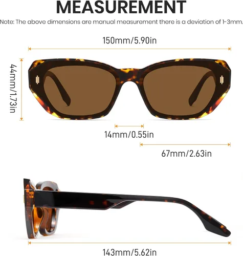 Vista 6 de Cyxus Gafas de sol polarizadas para mujer, ojo de gato, protección UV, marco de acetato irregular, ultraligero, moda para mujer