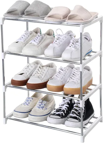 Vista 22 de Jucaifu - Estante pequeño apilable para zapatos, ahorro de espacio para entrada, pasillo y armario, organizador y almacenamiento (3 niveles, negro)