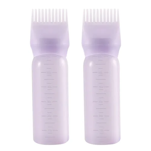 Vista 8 de Botella aplicadora de peine de raíz Pimoys 6 onzas, paquete de 2 aplicadores de aceite para el cabello, botella aplicadora para tinte de cabello