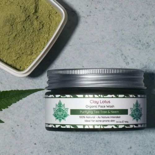 Vista 6 de Jabón facial orgánico, propenso al acné, limpiador de piel grasa con aceite de árbol de té y neem. Ingredientes totalmente naturales para manchas