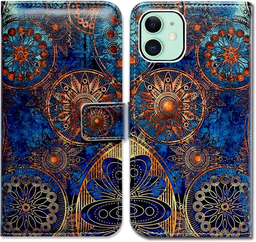 Vista 20 de Bcov - Funda para iPhone 13, funda tipo cartera de cuero verde con diseño de pájaro negro, funda con solapa y soporte con ranura para tarjetas