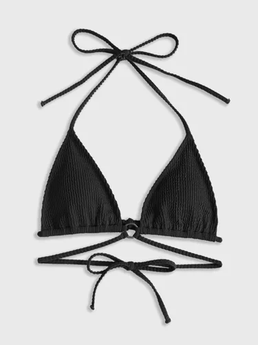 Vista 2 de OYOANGLE Top de bikini triangular para mujer, con lazo cruzado en la espalda