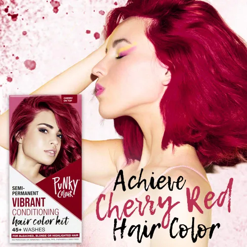 Vista 2 de Punky Colour Box Kit Cherry on Top - Tinte semipermanente para el cabello, vegano, sin crueldad, dura hasta 35 lavados