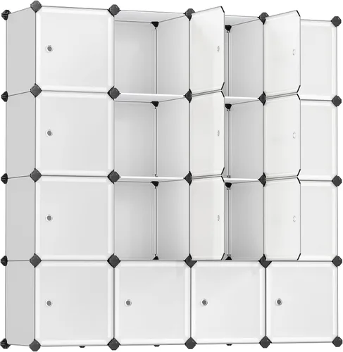 Vista 6 de SONGMICS Organizador de almacenamiento de cubos, estantes de almacenamiento de armario de 12 cubos, estantería modular, color negro ULPC34HV1