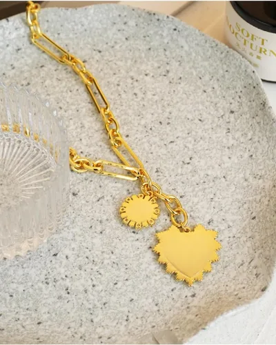 Vista 6 de Gargantilla gruesa chapada en oro de 18 quilates con colgante de corazón para mujer