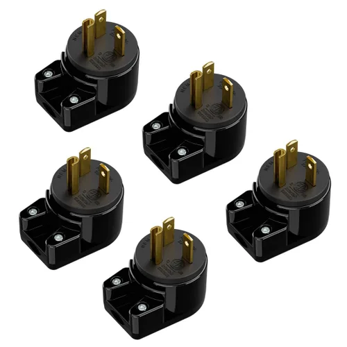 Vista 8 de Enchufe de CA macho de 3 clavijas de EE. UU., ángulo recto, ETL Nema 5-20P, 3 polos rewirable, 20A 125V USA 3Pin Conector de CA, enchufe giratorio