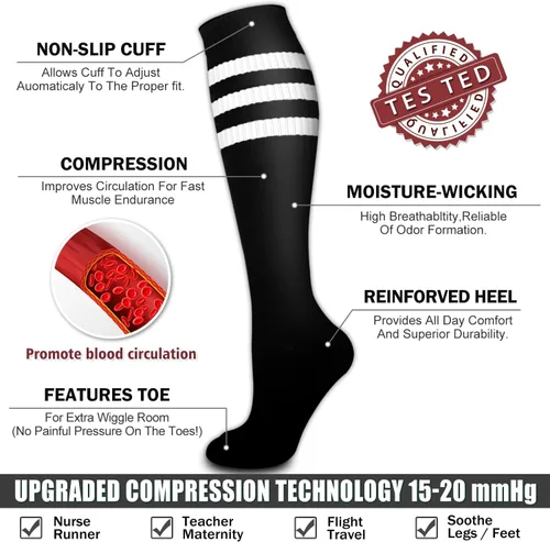 Vista 196 de Bluemaple 6 Pack Copper Compression Socks for Women and Men Circulation-Best Support for Medical, Running,Nursing,Athletic