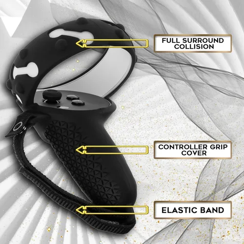 Vista 5 de 1 Pair Orzero Silicone Controller Cover Compatible for Quest 2 Anti-Throw Soft Protective VR Gaming Headset Handle - Black