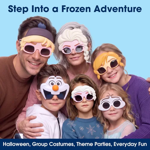Vista 4 de Sun-Staches Gafas de sol de Frozen de Disney para niños, accesorios de disfraz de princesa, Elsa, Anna y Olaf Talla única para la mayoría