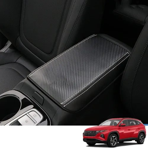 Vista 29 de Great-luck Funda de cuero para consola central, almohadilla para reposabrazos, accesorios de cubierta de caja (costuras rojas) para BMW X1 2023 2024