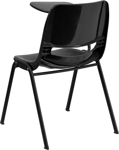Vista 7 de EMMA + OLIVER Silla ergonómica negra con tableta abatible para zurdos - Escritorio con brazo para tableta Flip-Up Tablet Arm, Shell Seat