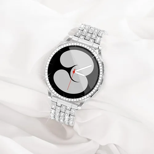Vista 4 de Correa de diamantes compatible con Samsung Galaxy Watch 4 5 FE - Correa de 1.575 pulgadas con protector de pantalla, 0.787 pulgadas de liberación