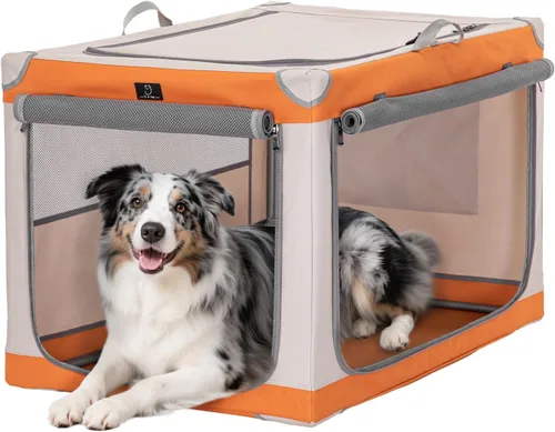 Vista 17 de Jaula suave de 36 pulgadas para perros grandes, perrera de viaje portátil con cremalleras bloqueables, base impermeable, funda lavable, marco