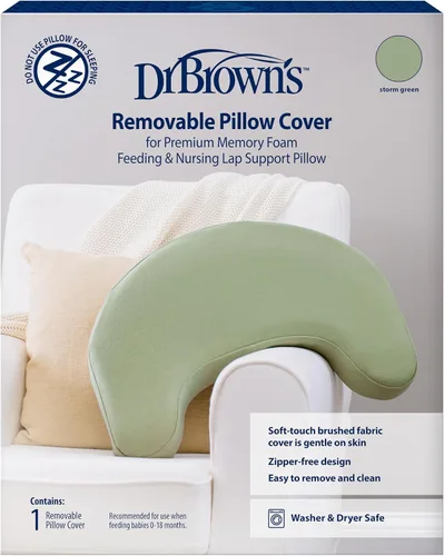 Vista 12 de Dr. Brown's Funda de almohada con soporte para regazo de lactancia y alimentación con biberón, tela cepillada suave, beige suave