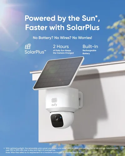 Vista 4 de eufy Security SoloCam E30, cámara de seguridad solar 2K, seguimiento de IA