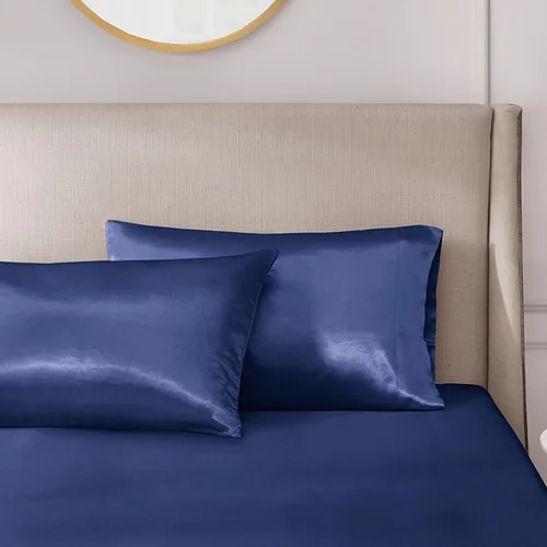 Vista 281 de Madison Park Essentials - Juego de sábanas de satén de lujo y sedoso con brillo natural, bolsillo elástico de 14 pulgadas para colchones de hasta 16