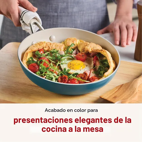 Vista 5 de Sartén para saltear y freír de cerámica anodizada dura con inducción antiadherente de KitchenAid, apta para lavavajillas, sartén antiadherente de 10